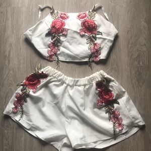 Cute white and rose two piece